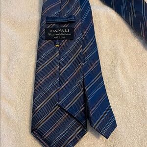 Canali Blue and Orange Silk Tie Striped Accessory